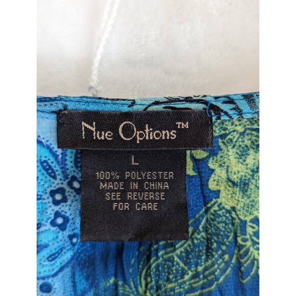 Nue Options Sheer Top Over shirt/Jacket Bust 40".Cback 23". Sleeves18"Blu/Green - Picture 2 of 10